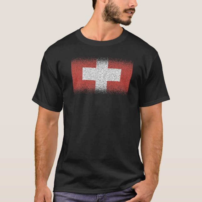 För manar Flagga i Schweiz T Shirt (Framsida)