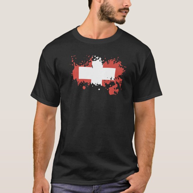 För manar Flagga i Schweiz T Shirt (Framsida)