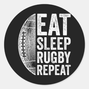 För manar för Eat Ssov Rugby Repeat Rugby Runt Klistermärke