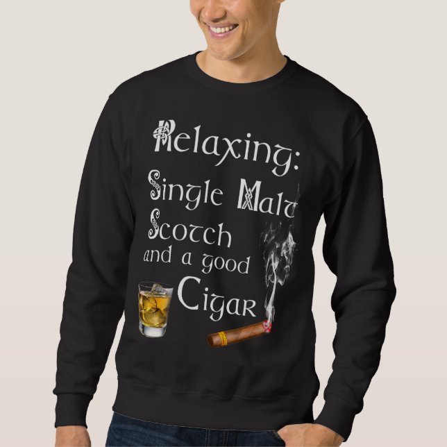 För manar för Single Malt Whiskey Cigar Lång Ärmad Tröja (Framsida)