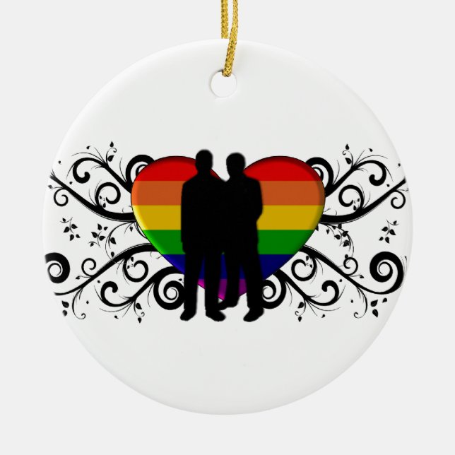 För manar gay pridehjärta julgransprydnad keramik (Framsidan)