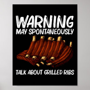 För manar kvinnor i grillade revben Bbq Grilling G Poster