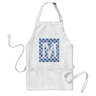För manar och kvinnliga aproner i Monogram Blue gi Förkläde