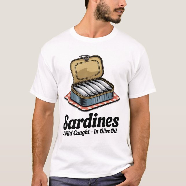 För manar sardinkondenserad fisk Retro Graphic Som T Shirt (Framsida)