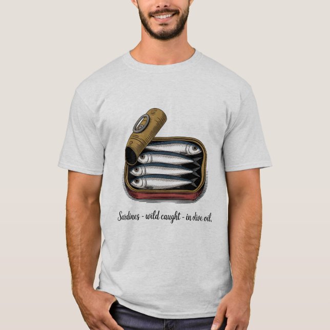 För manar sardinkondenserad fisk Retro Graphic Som T Shirt (Framsida)