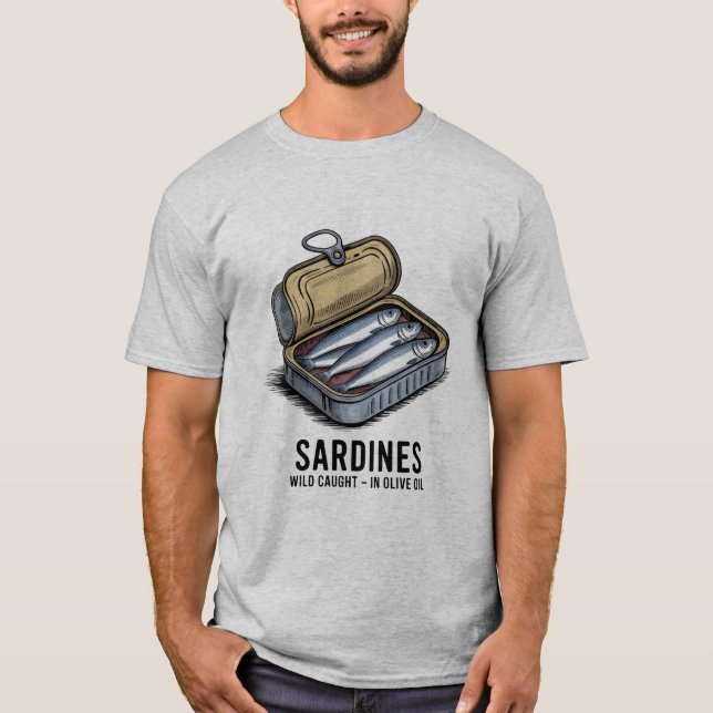 För manar sardinkondenserad fisk Retro Graphic Som T Shirt (Framsida)