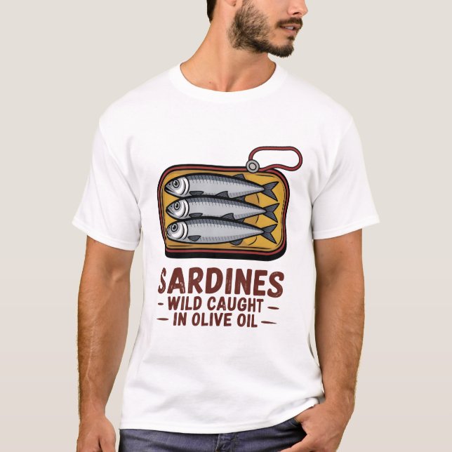 För manar sardinkondenserad fisk Retro Graphic Som T Shirt (Framsida)