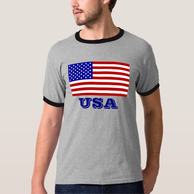 För manar skjortor för anpassadeUSA amerikanska Tee Shirt (Framsida)