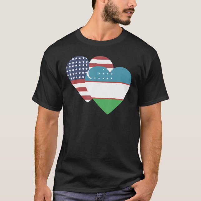 För manar sovjetisk Flagga i Uzbekistan T Shirt (Framsida)