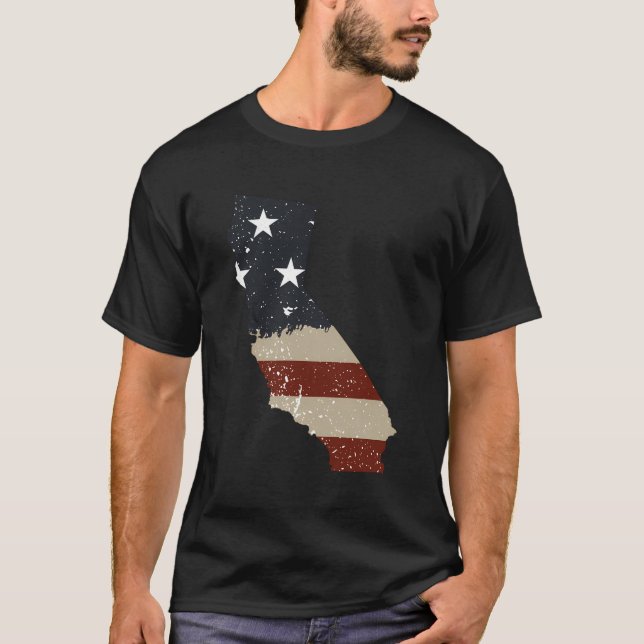 För manar Wom i Kalifornien Patriotic USA flagga T Shirt (Framsida)