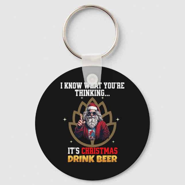 För manar Wome, roligt God jul Beer Coola Nyckelring (Framsida)