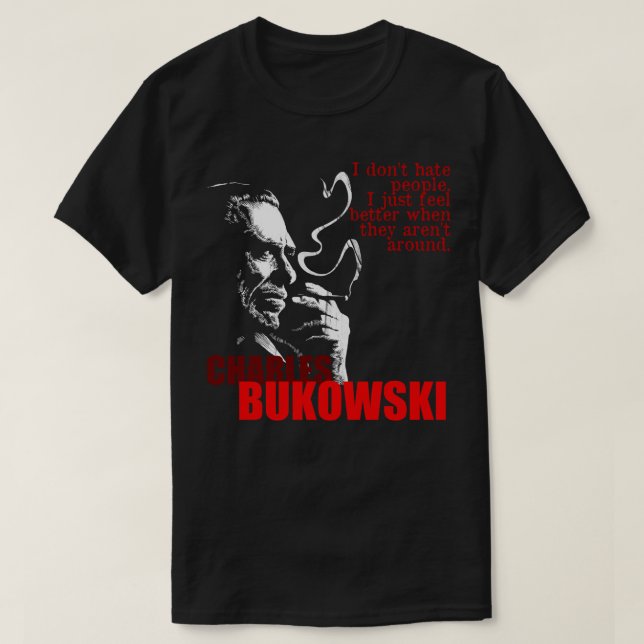 För Manar: Womens Charles Bukowski Idol Gifts Fot  T Shirt (Design framsida)