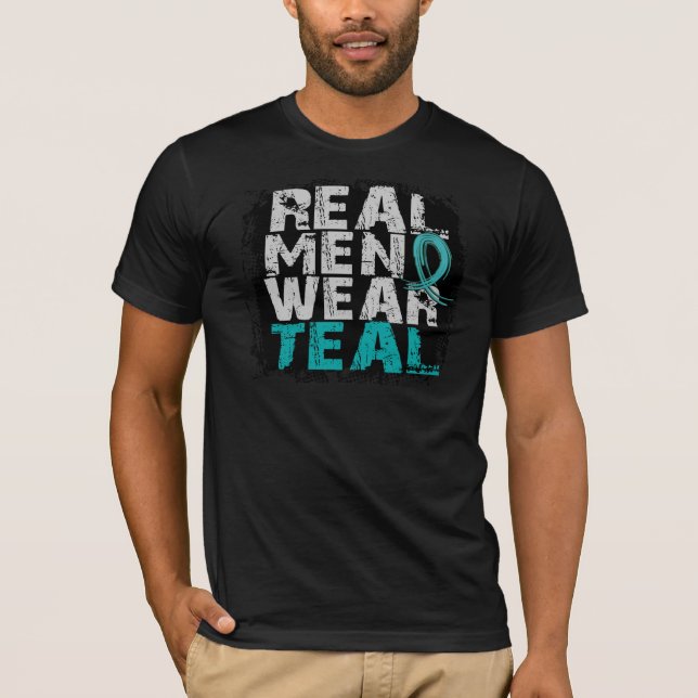 För manarbära för Ovarian cancer verklig kricka T Shirt (Framsida)