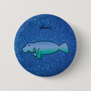 För manateeblått för personlig känt glitter knapp