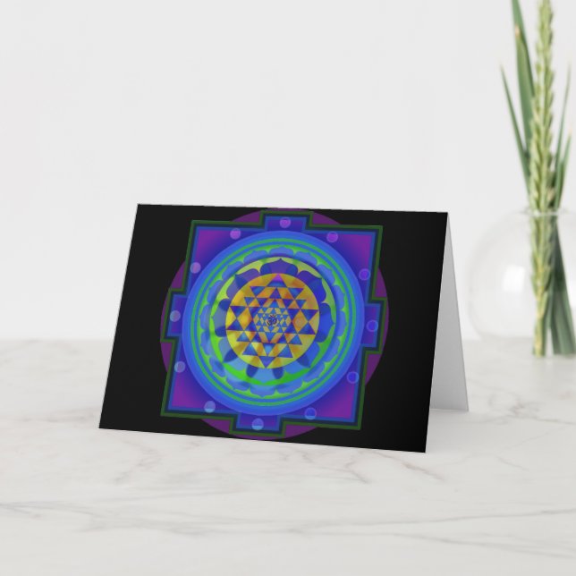 För mandalahälsning för Om (AUM) Yantra kort (Framsida)