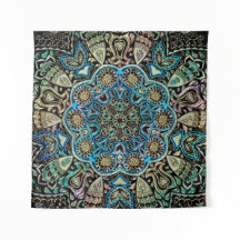 För Mandalavägg för blått grön guld- Tapestry