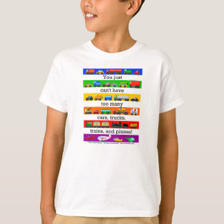 För många bilar, lastbilar, flygplan och tåg! tee shirt
