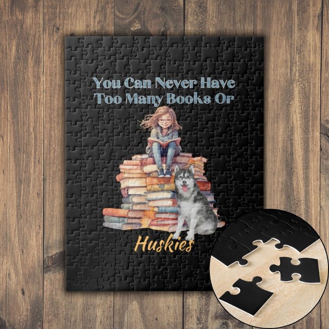 För många böcker eller huskies  pussel (Too Many Books or Huskies Jigsaw Puzzle)