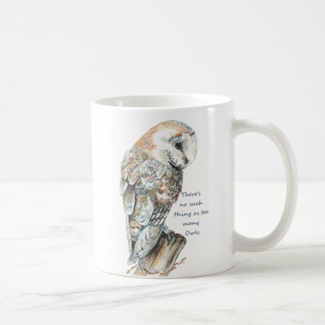 För många Ugglor Roligt Citat Barn Uggla Art Kaffemugg (Höger)