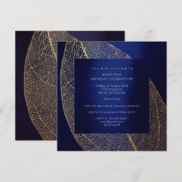 För marinlöv för blått marin- födelsedagsfest för inbjudningar