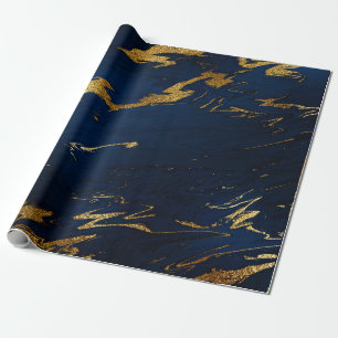 För marmorblått för djup jord guld- marin presentpapper