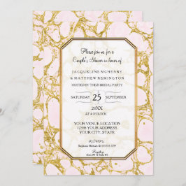 För marmorpapper för par dusch marmorerade rosa inbjudningar