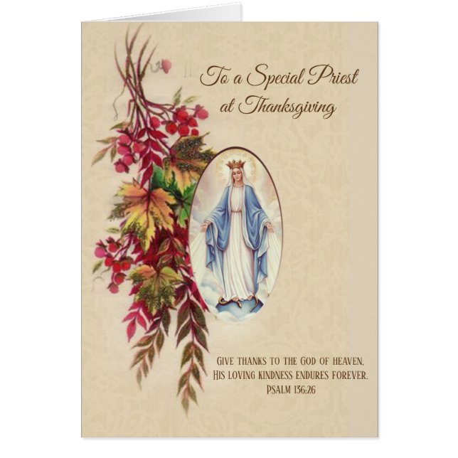För Mary för thanksgivingpräst jungfruliga blommor Hälsningskort (Framsidan)