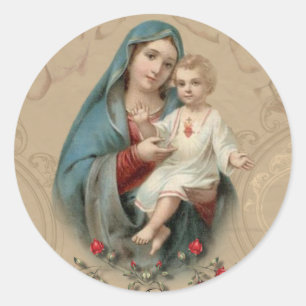 För Mary Jesus för religiösa välsignad jungfru Runt Klistermärke