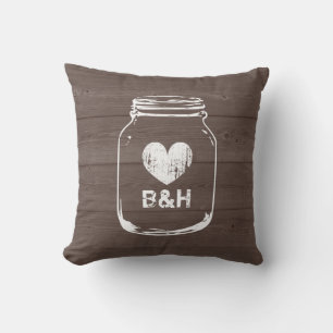 För masonburk för Monogrammed land chic dekorati Kudde