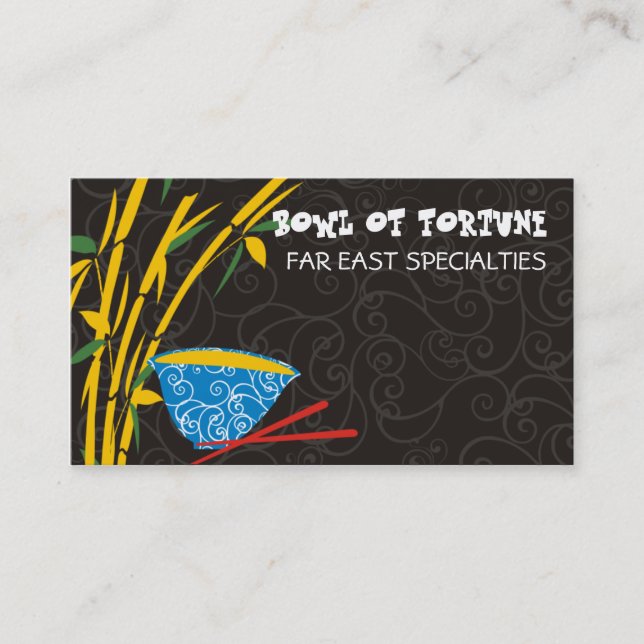 För matskålpinnar för bambu asiatisk visitkort… visitkort (Framsida)