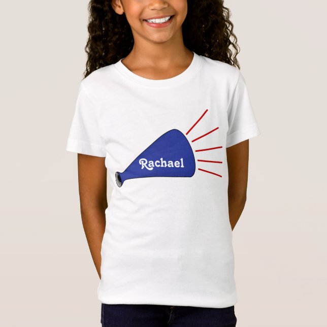 För megafonhejaklacksledare för blått t shirt (Framsida)