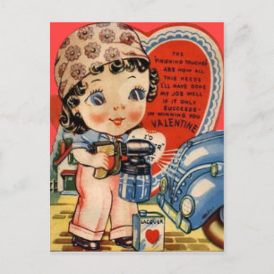 För mekanikervalentin för vintage Retro Auto kort