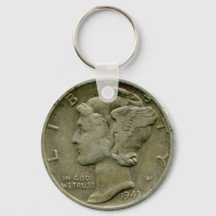 För Mercurydime för 1943 US keychain för obvers Nyckelring