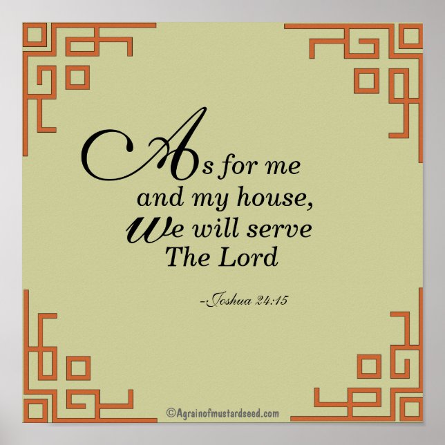För mig och mitt hus.. Bible Quote Prayer Poster (Framsidan)