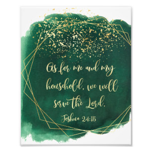 För mig och mitt hus, Watercolor Scripture Fototryck