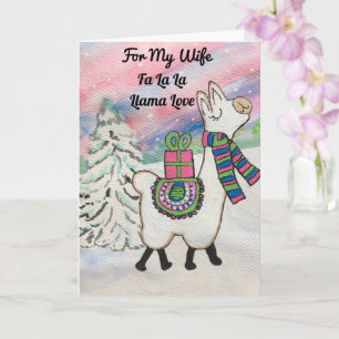 För min fru FaLa Llama Cute Helgdag Kort
