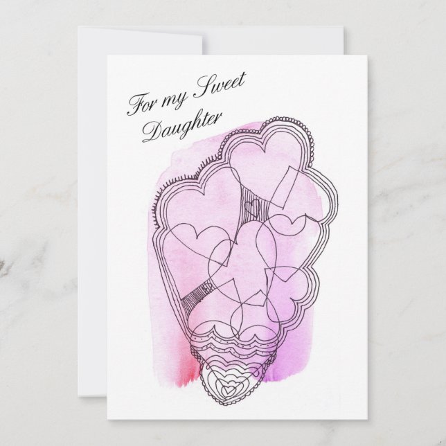 För min gode dotter Valentine Flat Helgdag Card Julkort (Framsida)