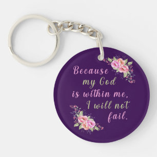 För min Gud är inom mig Blommigt Keychain