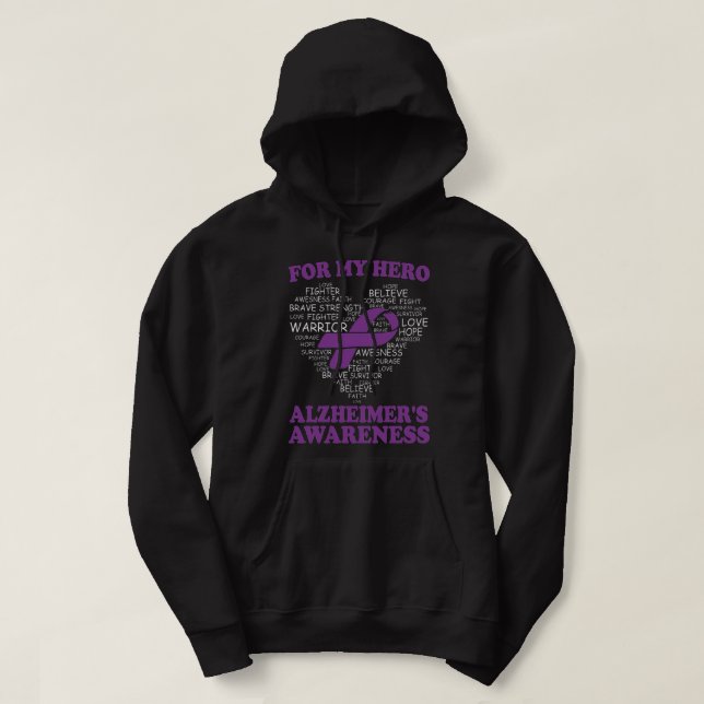 För min Hero Alzheimers medvetandehöjande hjärtan Hoodie (Design framsida)