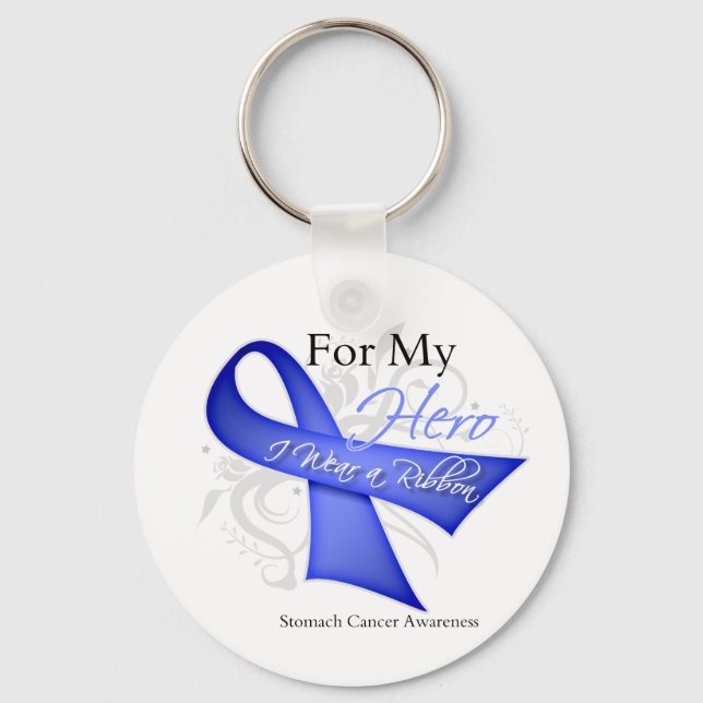 För min Hero I-Bära: en Ribbon Stomach Cancer Nyckelring (Framsida)