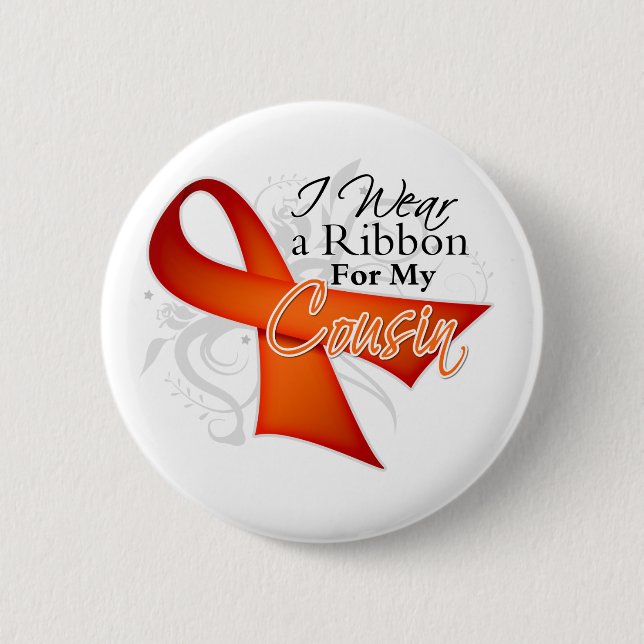 För min kusin - Leukemia Ribbon Knapp (Framsida)