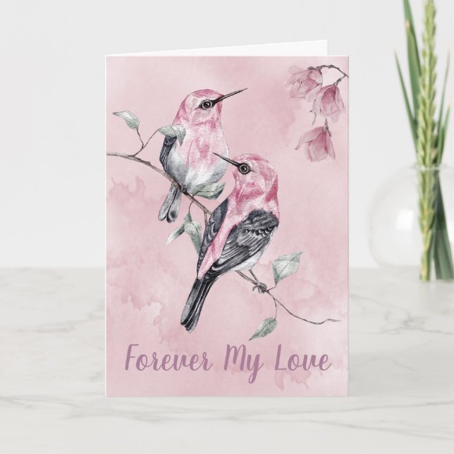 För min Love birds i vattenfärg Helgkort (Framsida)