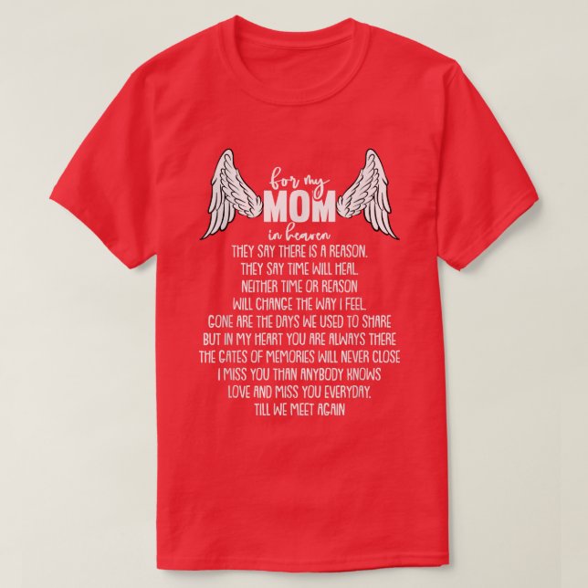 För min Mamma i Heaven Mors dag minnesminnesminnes T Shirt (Design framsida)