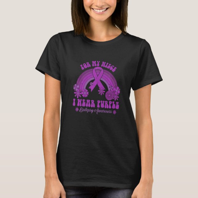För min Niece I Bära Lila Epilepsy Awareness Rain T Shirt (Framsida)