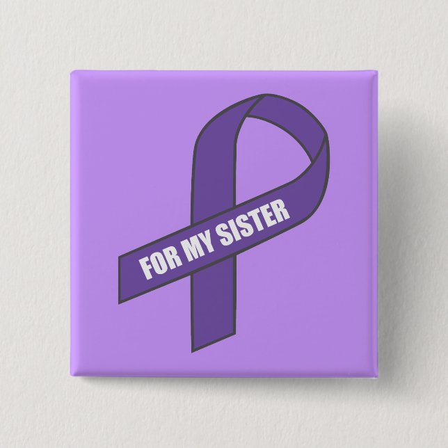För min syster (Lila Ribbon) Knapp (Framsida)