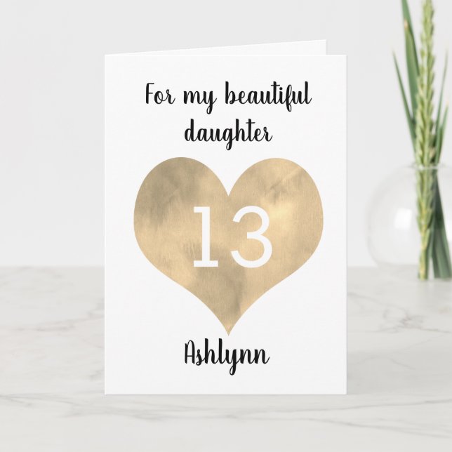 För min vackra dotter 13:e födelsedagen kort (Framsida)