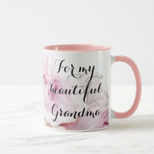 För min vackra mormor Söt Rosa ros Blommigt Mugg