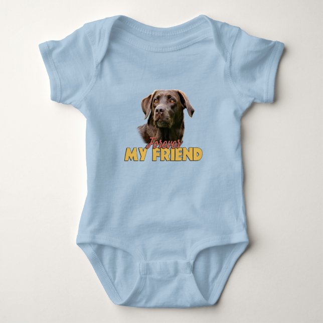 För min vän Chocolate Labrador Hund design T Shirt (Framsida)