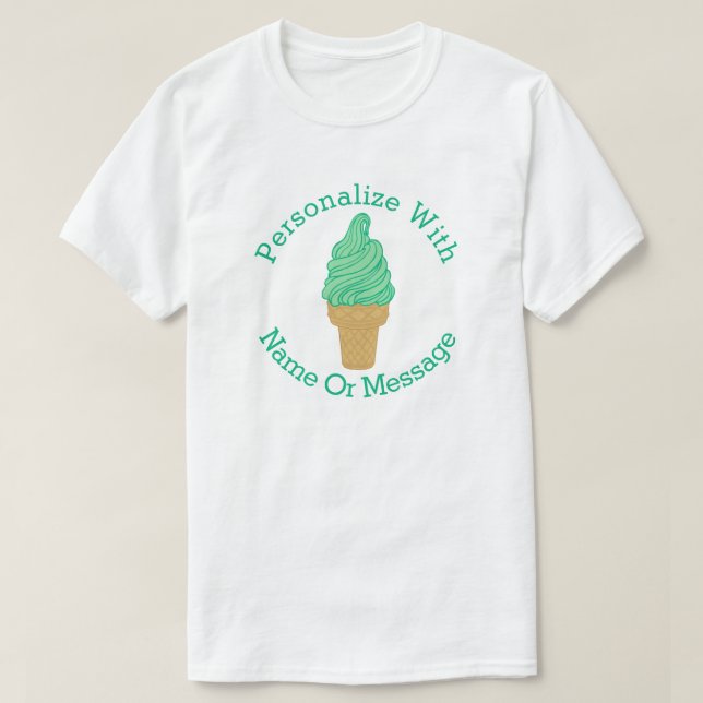 För Mintglass för PERSONLIG grön kotte T-shirt (Design framsida)