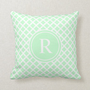 För Mintgrönt för elegant ljus Quatrefoil Monog Kudde